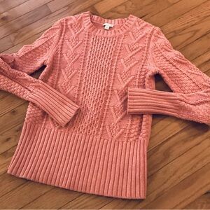 LIKE NEW GAP CHUNKY CABLE KNIT SWEATER PINK HEATHER MEDIUM
